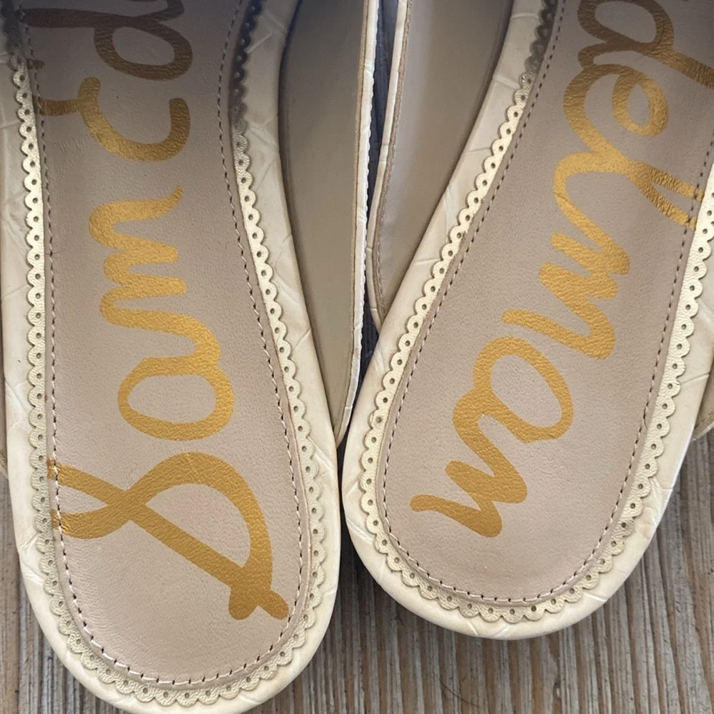 Sam Edelman Linnie Croc-Embossed Leather Bit Mules in Eggshell - Picture 7 of 10